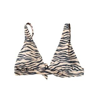 Aerie Zebra Print Triangle Bikini Top Tan Black Swim XXL Beach Vacation Animal